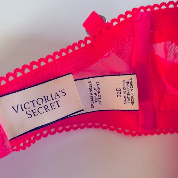 Victoria’s Secret Dream Angels Push up Bra, HOT PINK in color, Size 32D - Picture 9 of 10